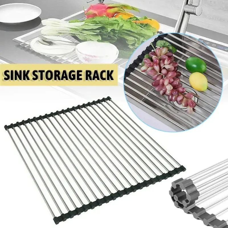 1Pc Silicone Stainless Steel Fruit Vegetable Dish Drainer Kitchen Sink Shelf Kitchen Tools Sponge Holder Kitchen Tools Strainer
1Pc Silicone Stainless Steel Fruit Vegetable Dish Drainer Kitchen Sink Shelf Kitchen Tools Sponge Holder Kitchen Tools Strainer