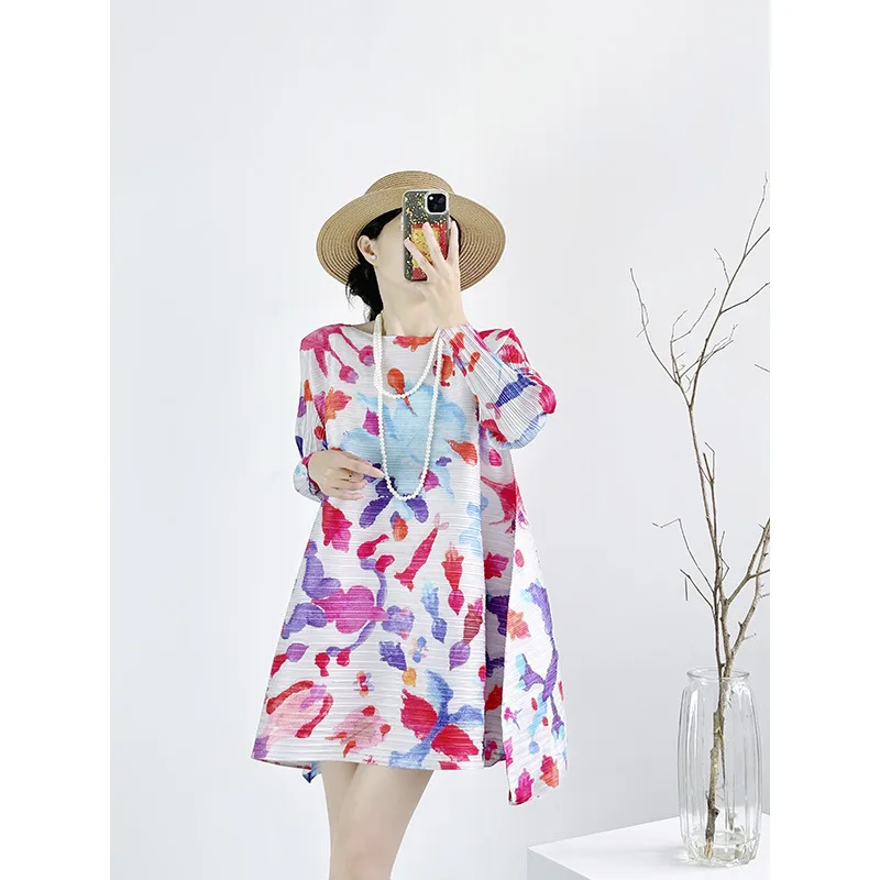 Miyake Women Holiday Dress 2026 Summer New Arrival Fashion Print Round Neck Long Sleeve Loose Fit Plus Size Design Miyake Dress
Miyake Women Holiday Dress 2026 Summer New Arrival Fashion Print Round Neck Long Sleeve Loose Fit Plus Size Design Miyake Dress