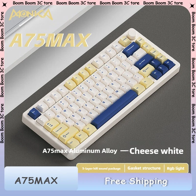 MONKA A75MAX Mechanical Keyboard Tri-Mode USB/2.4G/Bluetooth Customized QMK/VIA Aluminium Gaming Keyboard Gamer Accessories Gift
MONKA A75MAX Mechanical Keyboard Tri-Mode USB/2.4G/Bluetooth Customized QMK/VIA Aluminium Gaming Keyboard Gamer Accessories Gift