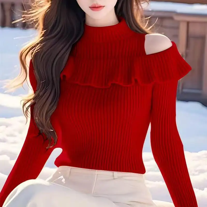 New Long Sleeve Ruffles Knitted Sweater Women Pullovers Mock Neck Knit Sweater Pullover Women Tops Women Clothing Sweaters Q1797
New Long Sleeve Ruffles Knitted Sweater Women Pullovers Mock Neck Knit Sweater Pullover Women Tops Women Clothing Sweaters Q1797
