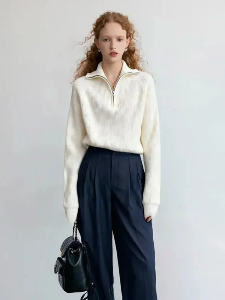 ZhuoZhi Lazy Half Zipper Knitted Sweater 2025 Autumn New Style Pure Color Texture Women's Fashion Commute Soft Long Sleeve
ZhuoZhi Lazy Half Zipper Knitted Sweater 2025 Autumn New Style Pure Color Texture Women's Fashion Commute Soft Long Sleeve