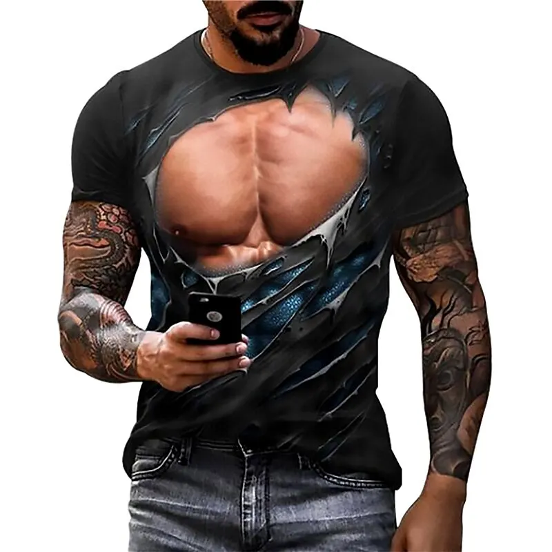 Creative Fake Muscle Printed Men's T-shirt Personality Design Crew Neck Short Sleeved Tee Loose Casual Comfortable Pullover Tops
Creative Fake Muscle Printed Men's T-shirt Personality Design Crew Neck Short Sleeved Tee Loose Casual Comfortable Pullover Tops