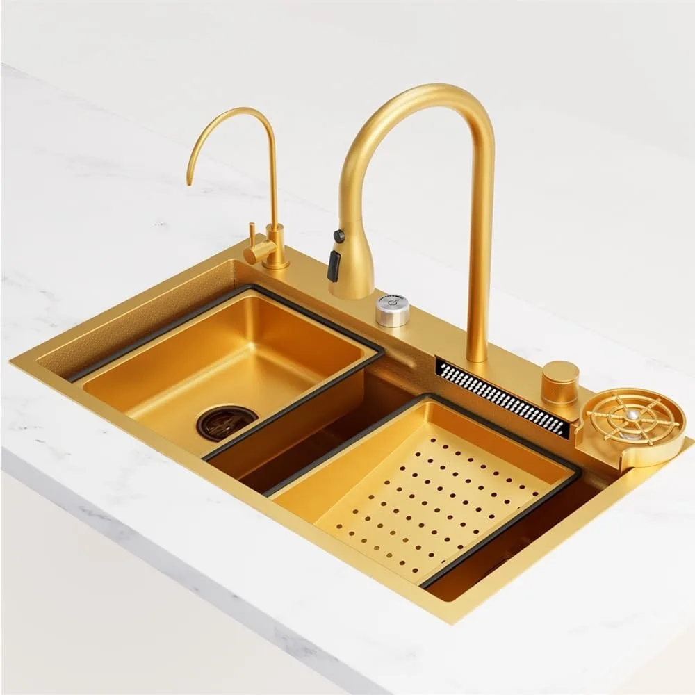 Flying Rain Stainles Steel Waterfall Kitchen Sink with Pull Out Faucet Gold 29.5 INCH
Flying Rain Stainles Steel Waterfall Kitchen Sink with Pull Out Faucet Gold 29.5 INCH