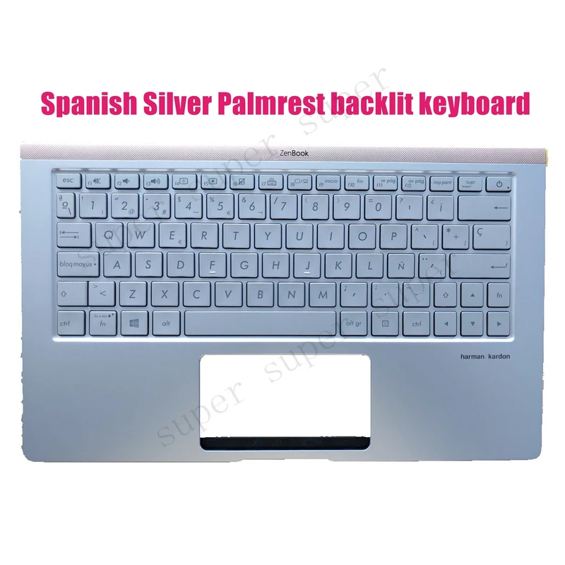 SSS+ Spanish Silver Palmrest backlit keyboard for Asus UX333FA UX333FN
SSS+ Spanish Silver Palmrest backlit keyboard for Asus UX333FA UX333FN