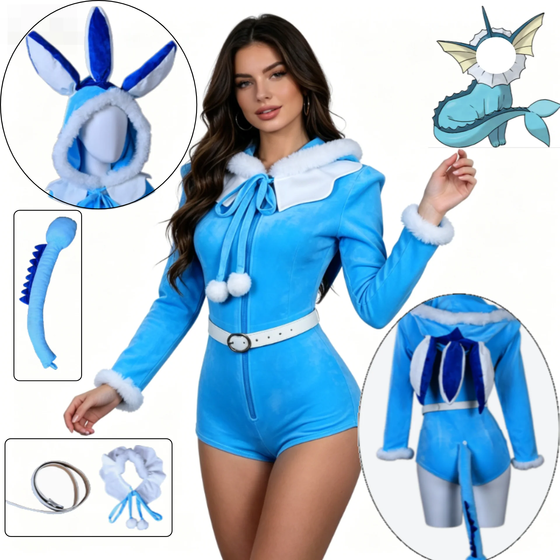 Vaporeon シャワーズ Cosplay Costume Blue Sexy Leotard Tail Props Set for Halloween Party Role Play Vaporeon Slim Fit Suits
Vaporeon シャワーズ Cosplay Costume Blue Sexy Leotard Tail Props Set for Halloween Party Role Play Vaporeon Slim Fit Suits