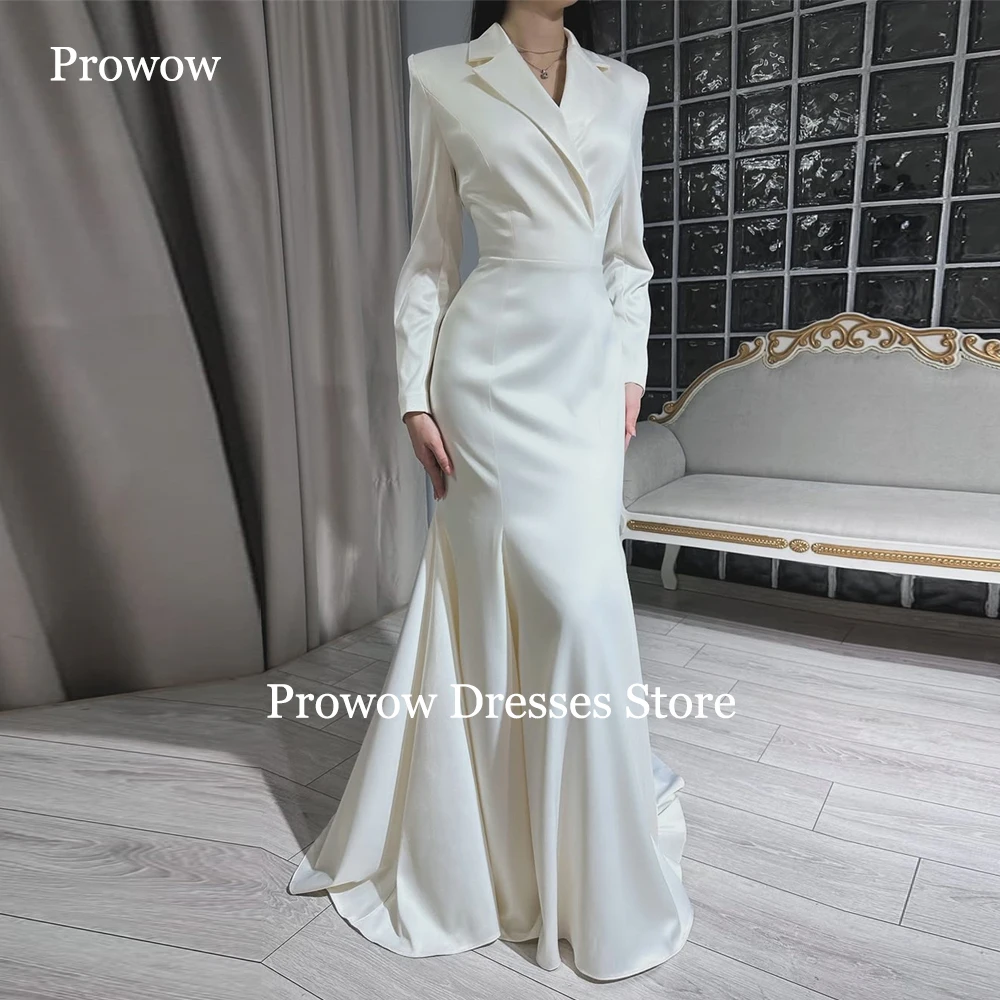 Prowow Modest Silk Mermaid Evening Dresses Full Sleeves V Neck Wedding Party Gowns Floor Length Pleats Zip Back Customized
Prowow Modest Silk Mermaid Evening Dresses Full Sleeves V Neck Wedding Party Gowns Floor Length Pleats Zip Back Customized