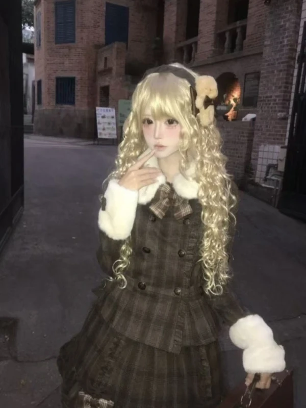 Retro Lolita Winter Outfit with Polka Dot Collar And Bow Design Midi Skirt And Jacket Combo for Women Fashionable And Elegant
Retro Lolita Winter Outfit with Polka Dot Collar And Bow Design Midi Skirt And Jacket Combo for Women Fashionable And Elegant