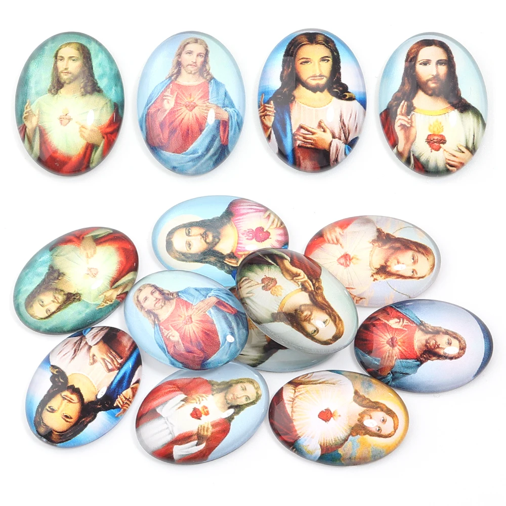 10Pcs Jesus Pattern Glass Cabochon Beads Oval Flatback Glass Cameo for DIY Jewelry Making Rind Necklace Charms Accessory Supply
10Pcs Jesus Pattern Glass Cabochon Beads Oval Flatback Glass Cameo for DIY Jewelry Making Rind Necklace Charms Accessory Supply