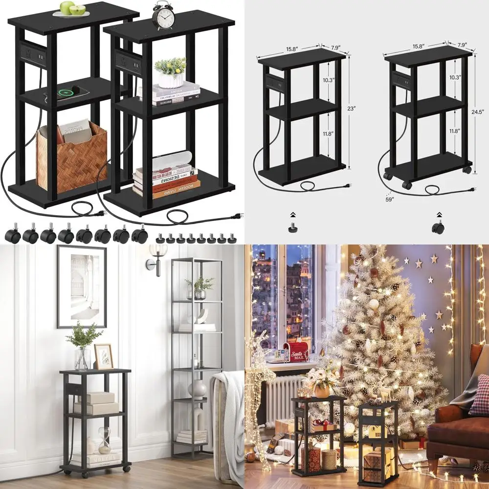 Компактные приставные столики с двойной зарядкой для плотных помещений, гладкие тумбочки с USB и розеткой, приставные столики для мобильных диванов черного цвета
Компактные приставные столики с двойной зарядкой для плотных помещений, гладкие тумбочки с USB и розеткой, приставные столики для мобильных диванов черного цвета