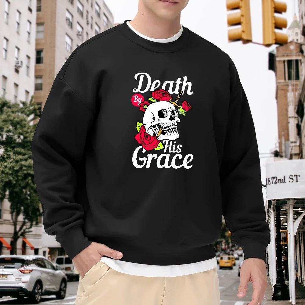 Men's Black Crew Neck Loose Sweatshirt with Skull Rose Letter Print, Street Fashion Casual Versatile Pullover for Everyday Wear
Men's Black Crew Neck Loose Sweatshirt with Skull Rose Letter Print, Street Fashion Casual Versatile Pullover for Everyday Wear