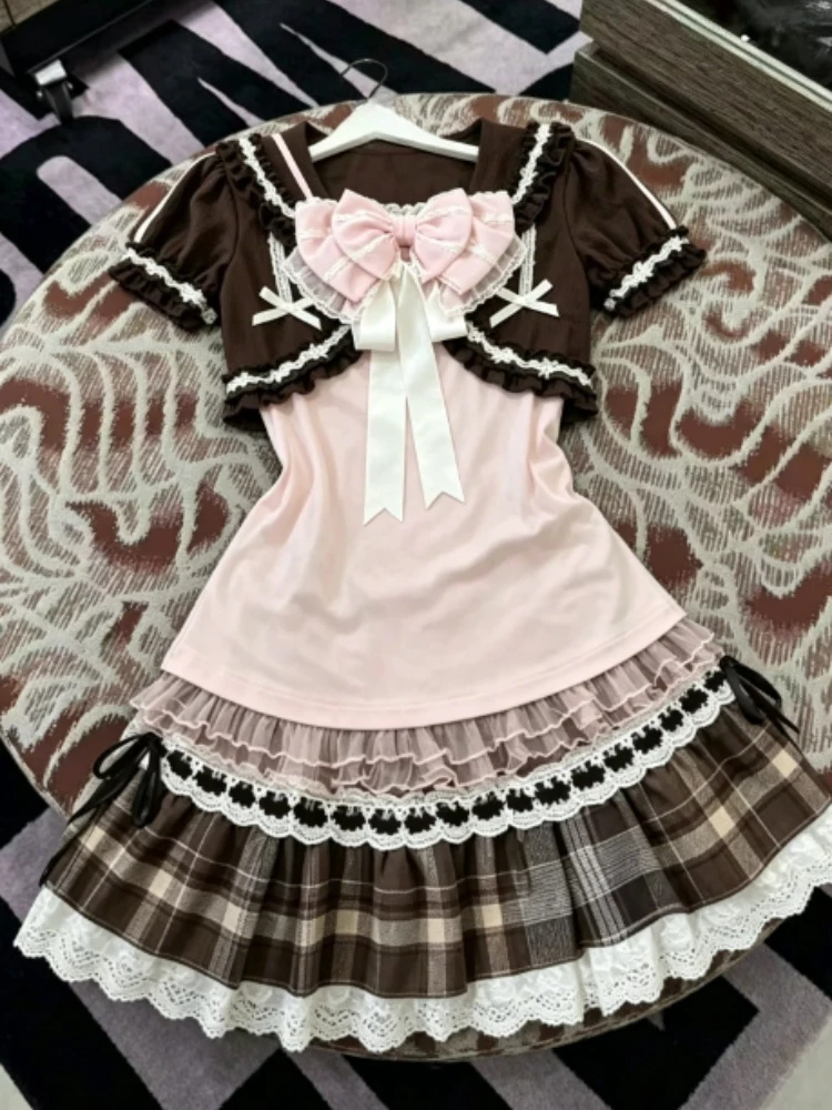 Y2k Sweet Japanese Outfits Women Vintage Lolita Ruffle Tops High Waist Skirt Kawaii Casual 3 Piece Matching Outfit Sets Apparel
Y2k Sweet Japanese Outfits Women Vintage Lolita Ruffle Tops High Waist Skirt Kawaii Casual 3 Piece Matching Outfit Sets Apparel
