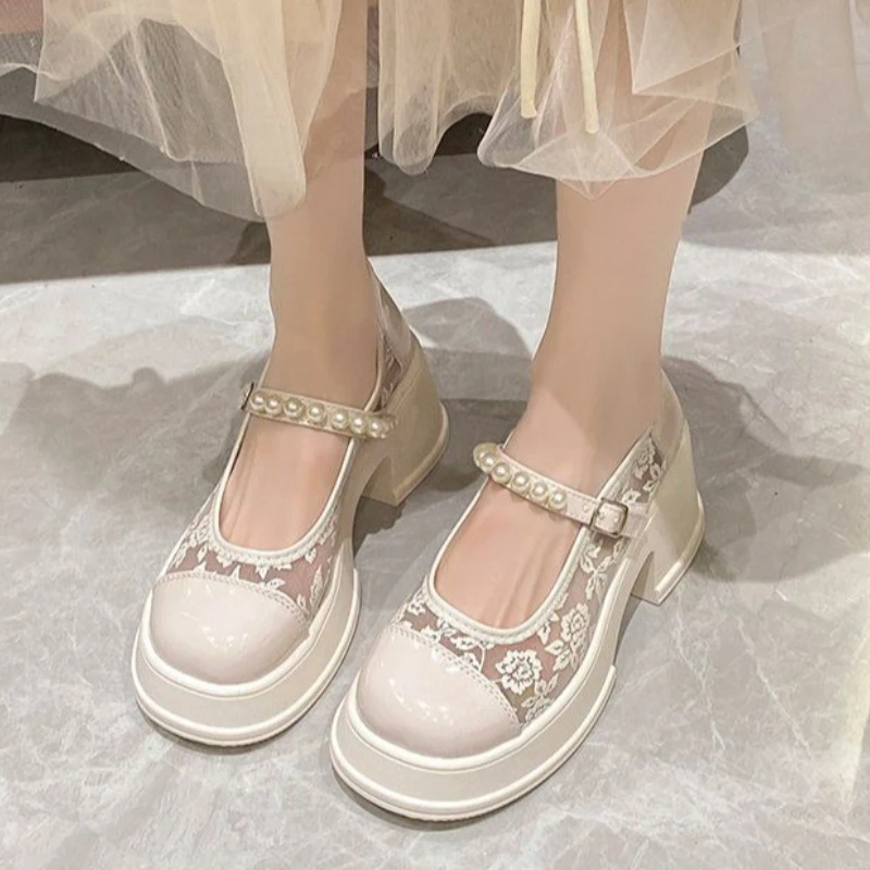 Women's Mary Janes 2026 Autumn New Breathable Single Layer Mesh Lace Embroidery Single Strap Shallow Mouth Thick Sole French
Women's Mary Janes 2026 Autumn New Breathable Single Layer Mesh Lace Embroidery Single Strap Shallow Mouth Thick Sole French