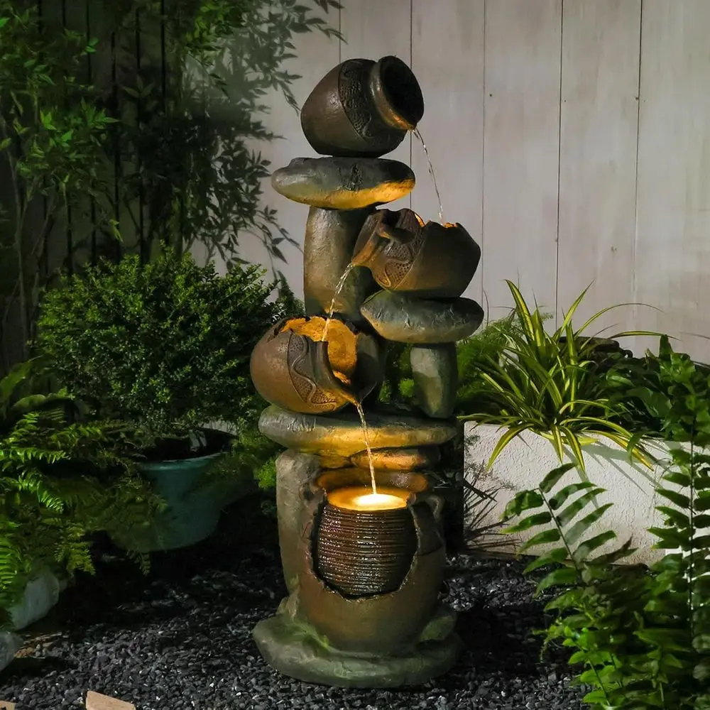 50" H Outdoor Water ountain with LED Lights, 4-Tier Cascading Water ountain or Indoor & Outdoor Use, Garden Patio Waterall ounta
50" H Outdoor Water ountain with LED Lights, 4-Tier Cascading Water ountain or Indoor & Outdoor Use, Garden Patio Waterall ounta