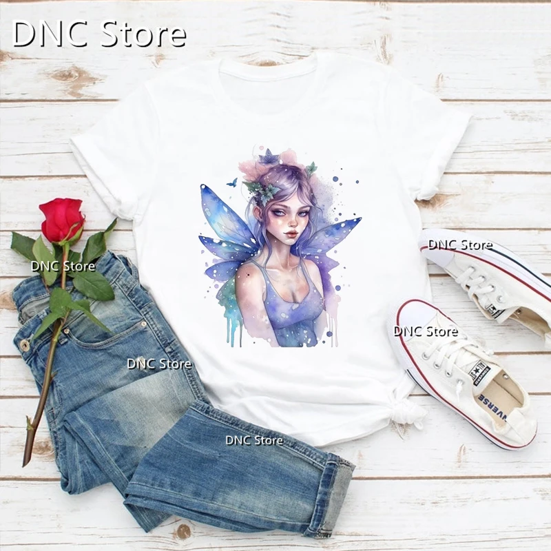 Tee Shirt Femme Fairies, Butterflies, Flowers. Graphic Printed Fashion Harajuku Women TShirts Summer Korean Style Clothes Tees
Tee Shirt Femme Fairies, Butterflies, Flowers. Graphic Printed Fashion Harajuku Women TShirts Summer Korean Style Clothes Tees