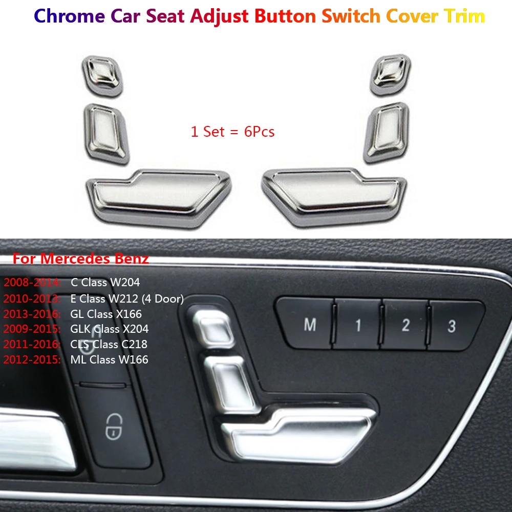 6Pcs Chrome Car Seat Adjust Switch Button Cover Trim Stickers For Mercedes Benz W204 W212 W166 C218 X204 CLS Auto Interior Inner
6Pcs Chrome Car Seat Adjust Switch Button Cover Trim Stickers For Mercedes Benz W204 W212 W166 C218 X204 CLS Auto Interior Inner