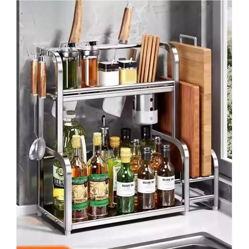 Multi-Functional Stainless Steel 201 Kitchen Spice Rack Storage Holder Multi-Layer Countertop Organizer for Knives And Chopst...
Multi-Functional Stainless Steel 201 Kitchen Spice Rack Storage Holder Multi-Layer Countertop Organizer for Knives And Chopst...