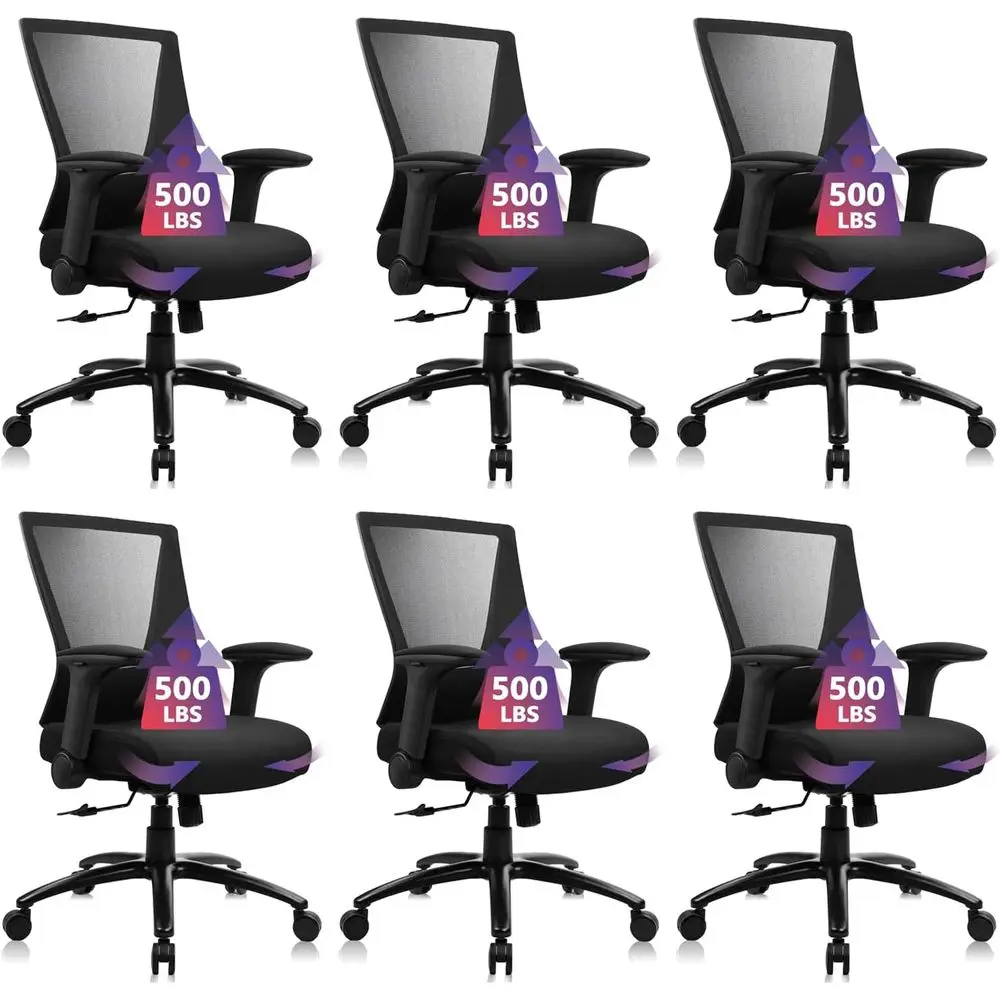 Ergonomic Heavy-Duty Swivel Mesh Chair with Lip-Up Arms, Wide Seat Cushion for Home, Office, Conference, Black, 6 Pack
Ergonomic Heavy-Duty Swivel Mesh Chair with Lip-Up Arms, Wide Seat Cushion for Home, Office, Conference, Black, 6 Pack