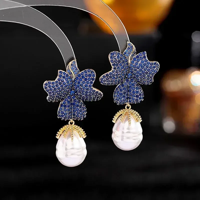 Gorgeous Blue Fushia Flower Imitation Pearl Earrings Women Luxury Inlaid CZ Stone Fashion Jewelry Daily Wear Party Gift Female
Gorgeous Blue Fushia Flower Imitation Pearl Earrings Women Luxury Inlaid CZ Stone Fashion Jewelry Daily Wear Party Gift Female