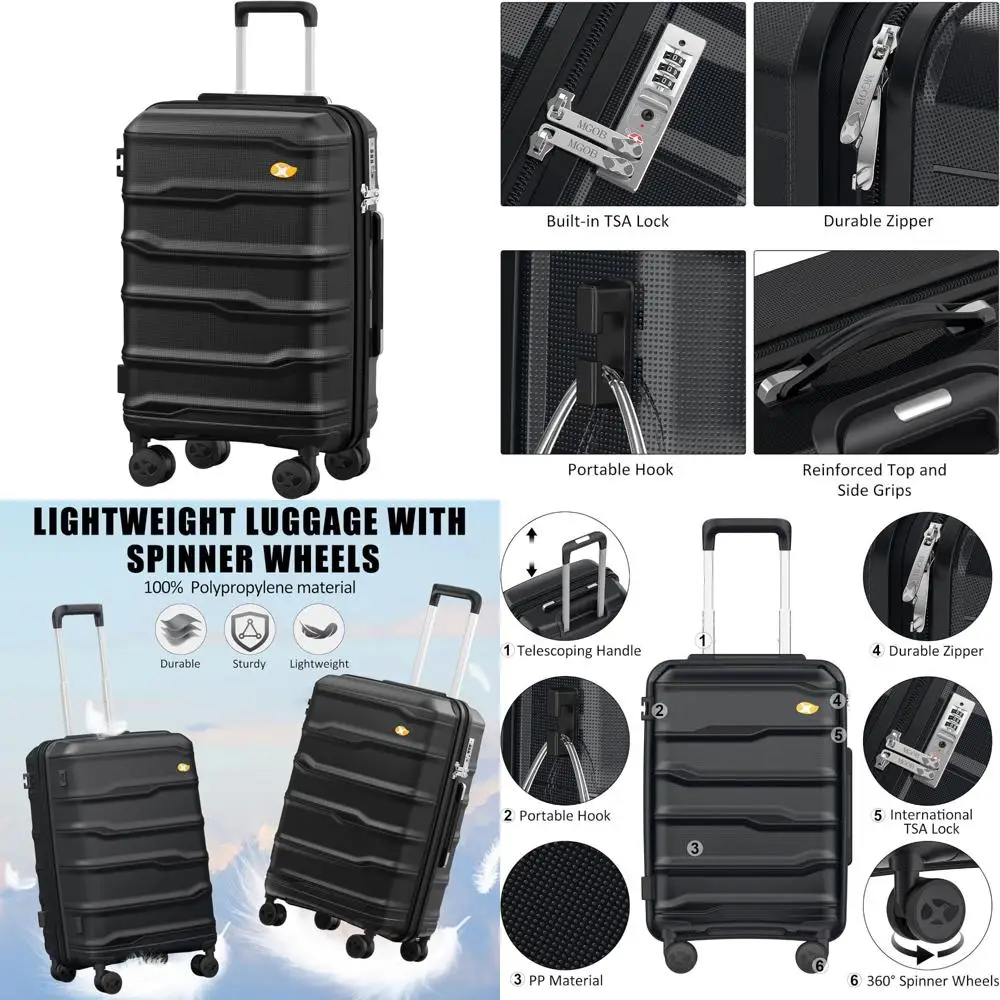 20 inch lightweight hardshell spinner suitcase with tsa lock and 8 wheels for airline travel
20 inch lightweight hardshell spinner suitcase with tsa lock and 8 wheels for airline travel