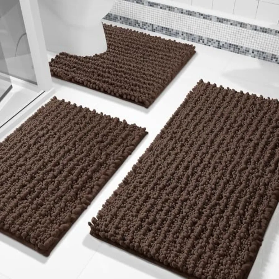 Bathroom Rug Set 3 Pcs - Super Absorbent Quick Dry Chenille Bath Mats and Toilet Rug Non Slip Machine Washable Extra Thick Shag
Bathroom Rug Set 3 Pcs - Super Absorbent Quick Dry Chenille Bath Mats and Toilet Rug Non Slip Machine Washable Extra Thick Shag
