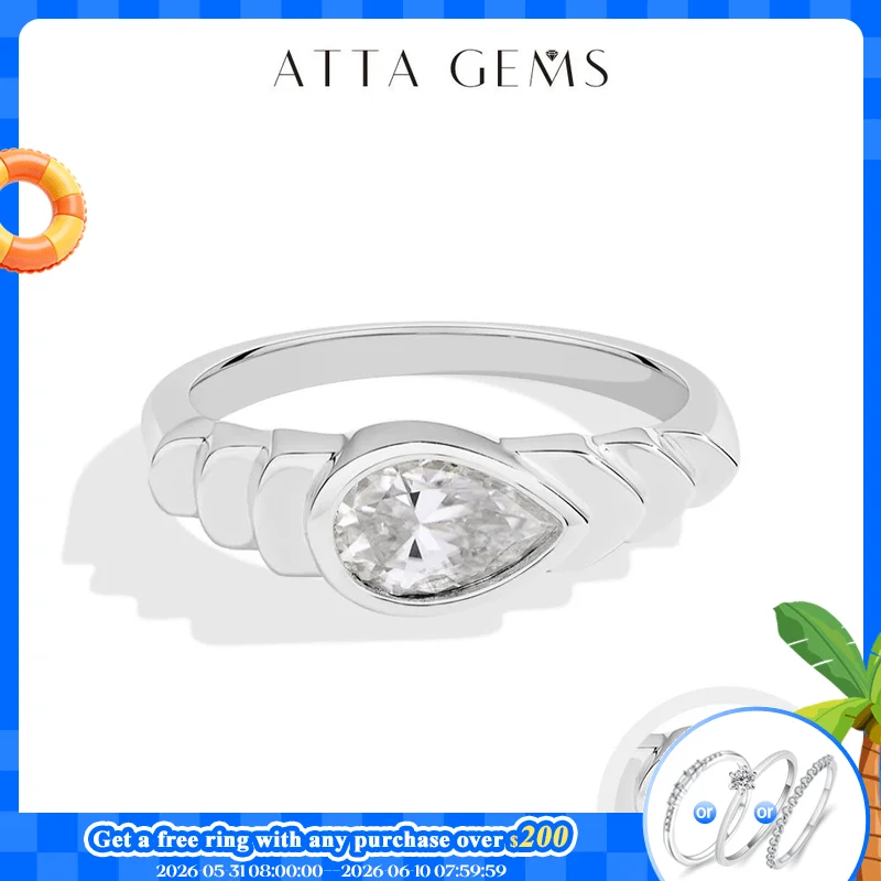ATTAGEMS Brilliant Moissanite Ring for Women 1CT Pear Cut S925 Sterling Silver 18k Gold Plated Rings For Engagement Fine Jewelry
ATTAGEMS Brilliant Moissanite Ring for Women 1CT Pear Cut S925 Sterling Silver 18k Gold Plated Rings For Engagement Fine Jewelry
