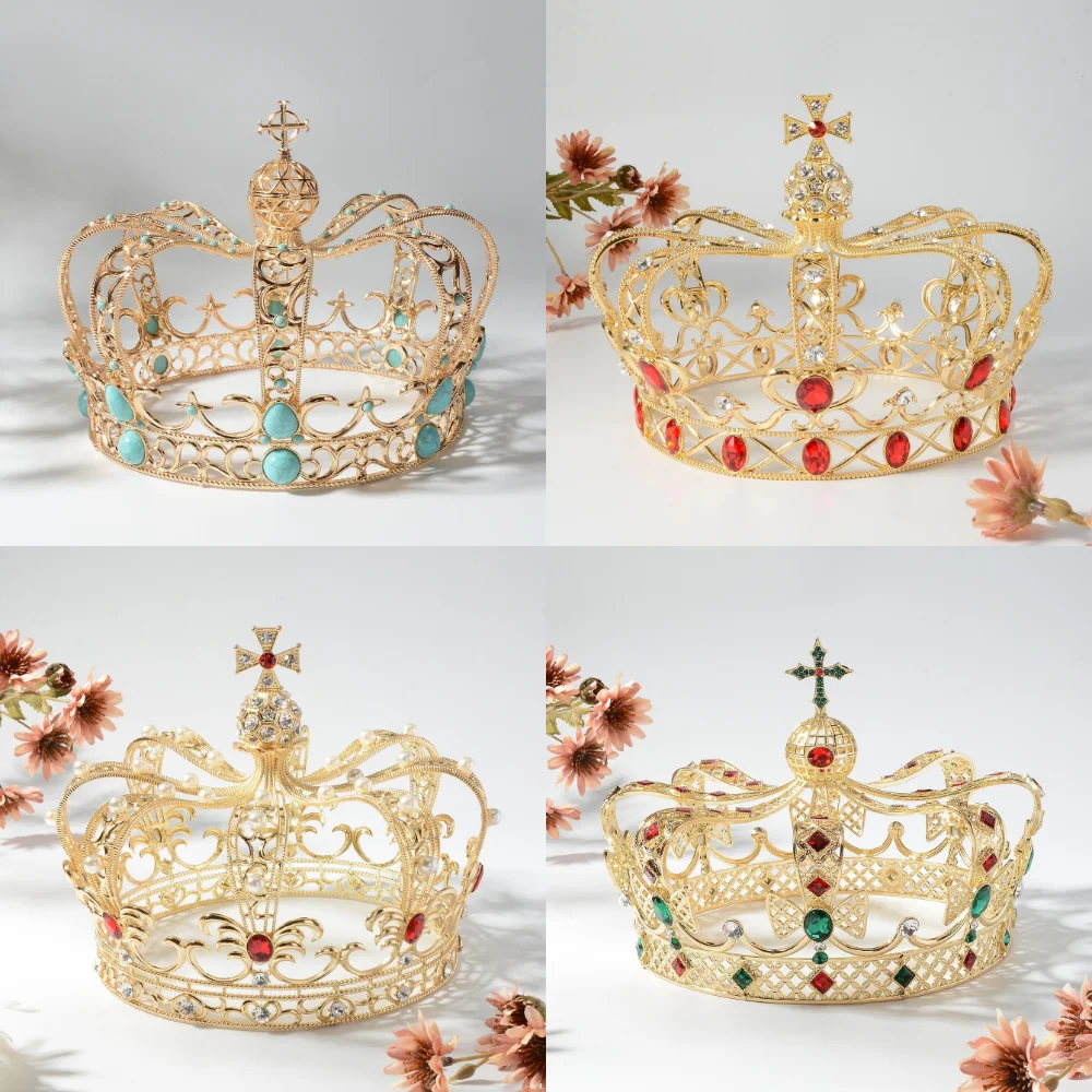 Luxury Royal King Tiaras Men Prince Round Gold Medieval Crowns Red Crystal Cross Witch Pageant Diadem Costume European Headpiece
Luxury Royal King Tiaras Men Prince Round Gold Medieval Crowns Red Crystal Cross Witch Pageant Diadem Costume European Headpiece