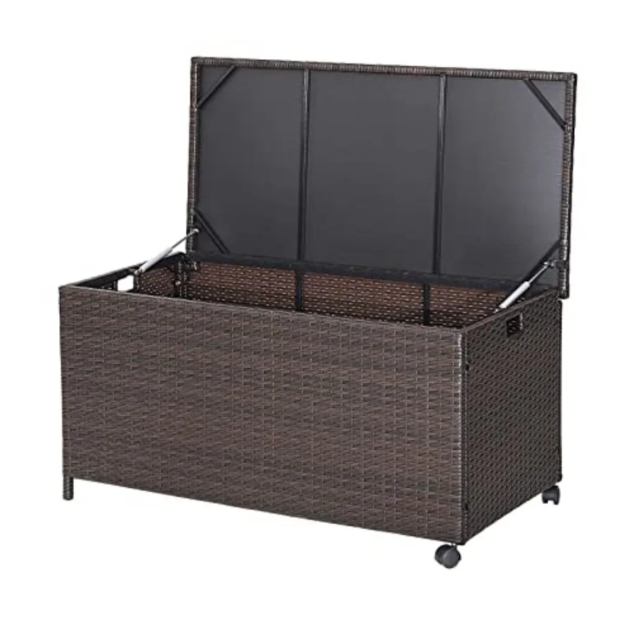 Patio Rattan Storage Box 50 Gallon All-Weather Wicker Outdoor Deck Box with Top Lid Protective Liner and Wheels Wate
Patio Rattan Storage Box 50 Gallon All-Weather Wicker Outdoor Deck Box with Top Lid Protective Liner and Wheels Wate