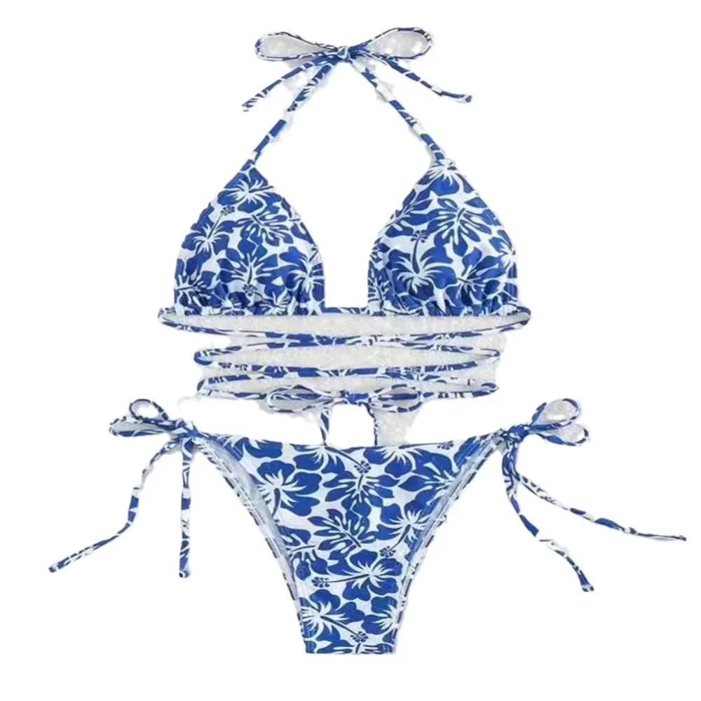 Women Halter Bikini Two Pieces European American Sexy Swimsuit With Floral Straps Beach Vacation Bandage Bathing Suit 2025 New
Women Halter Bikini Two Pieces European American Sexy Swimsuit With Floral Straps Beach Vacation Bandage Bathing Suit 2025 New