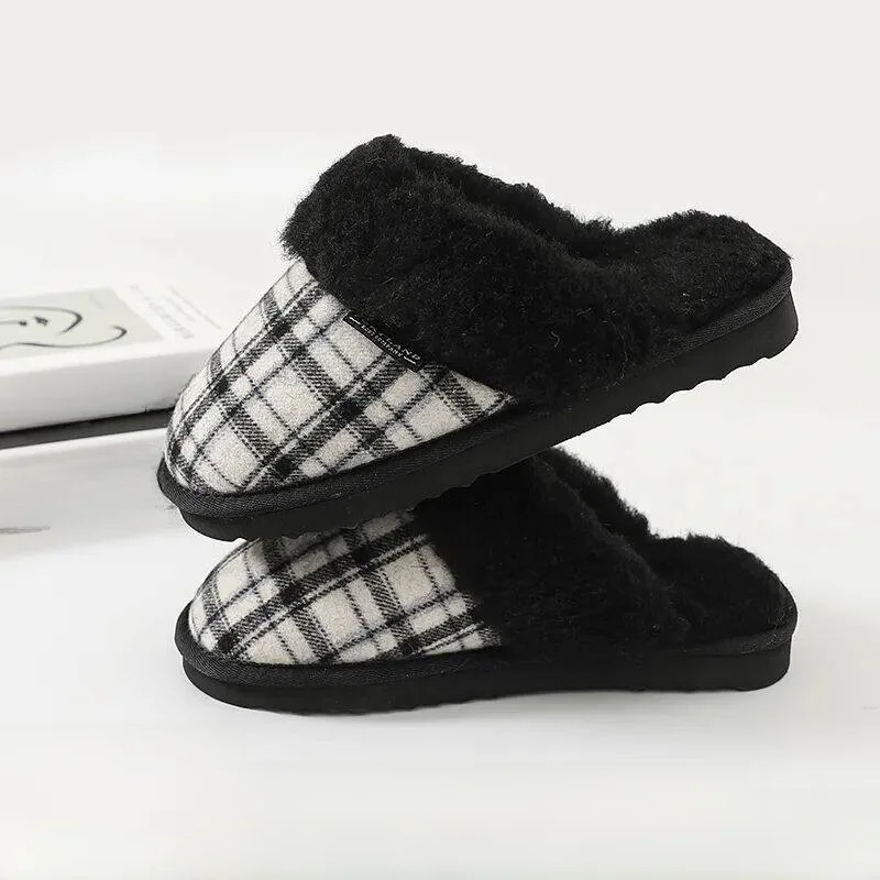 Couple's Fashionable Black White Grid Warm Plush Slippers Casual Home Fleece Lined Slippers Comfortable All Season Slippers
Couple's Fashionable Black White Grid Warm Plush Slippers Casual Home Fleece Lined Slippers Comfortable All Season Slippers