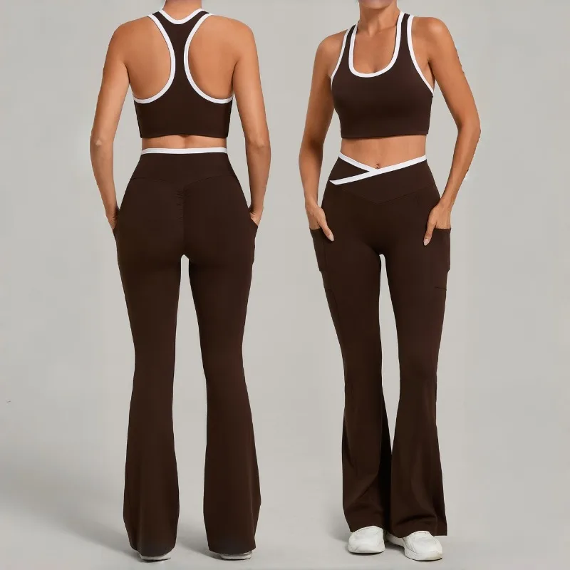 Женский бесшовный комплект для йоги: спортивный бюстгальтер для фитнеса и тренировок, облегающие брюки с высокой талией и эффектом подтяжки бедер, расклешенные брюки для бега и тренировок в спортзале
Женский бесшовный комплект для йоги: спортивный бюстгальтер для фитнеса и тренировок, облегающие брюки с высокой талией и эффектом подтяжки бедер, расклешенные брюки для бега и тренировок в спортзале