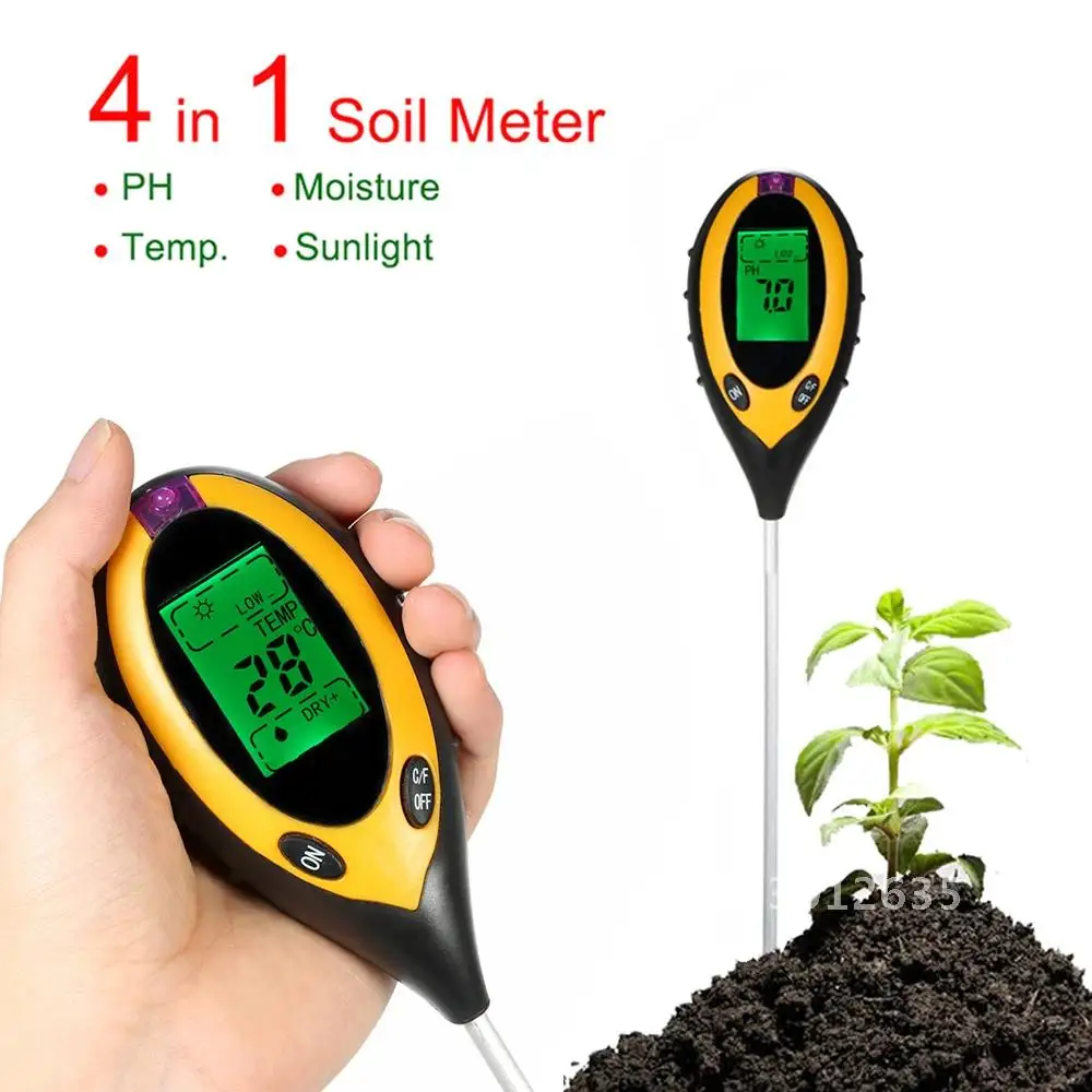 Soil Moisture Monitor Digital Soil PH Meter Temperature Sunlight Tester Meter Acidity Moisture Measurement Garden Tool
Soil Moisture Monitor Digital Soil PH Meter Temperature Sunlight Tester Meter Acidity Moisture Measurement Garden Tool