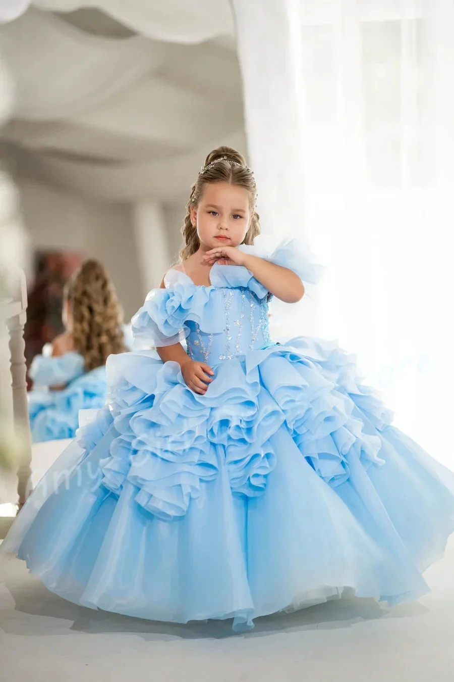 Customized Sky Blue Flower Girl Dresses For Wedding Ruffles Off Shoulder Sequins Elegant Child Pageant Birthday Gift Prom Gown
Customized Sky Blue Flower Girl Dresses For Wedding Ruffles Off Shoulder Sequins Elegant Child Pageant Birthday Gift Prom Gown