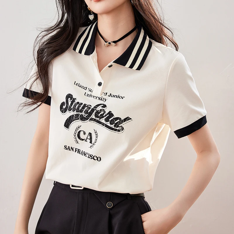 Women Golf Polo Shirts Short Sleeve Striped Collar Printed T-Shirts Summer Korean Fashion Polos Loose Casual Tops Shirts Girls
Women Golf Polo Shirts Short Sleeve Striped Collar Printed T-Shirts Summer Korean Fashion Polos Loose Casual Tops Shirts Girls