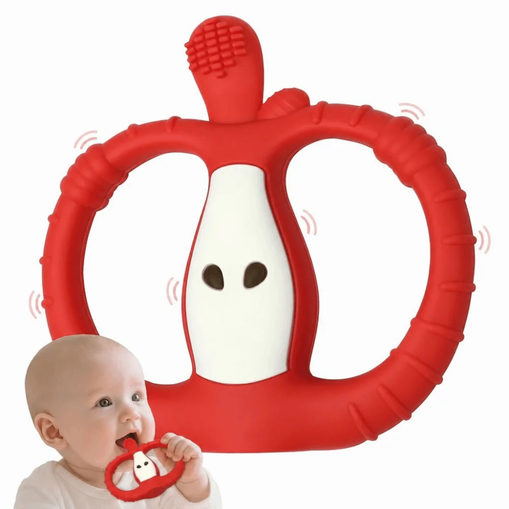 Vibrating Teether for Baby with Remote Control Food Grade Silicone Chewy Sensory Toy 10-Speed Vibration Modes Baby Teether Toy
Vibrating Teether for Baby with Remote Control Food Grade Silicone Chewy Sensory Toy 10-Speed Vibration Modes Baby Teether Toy