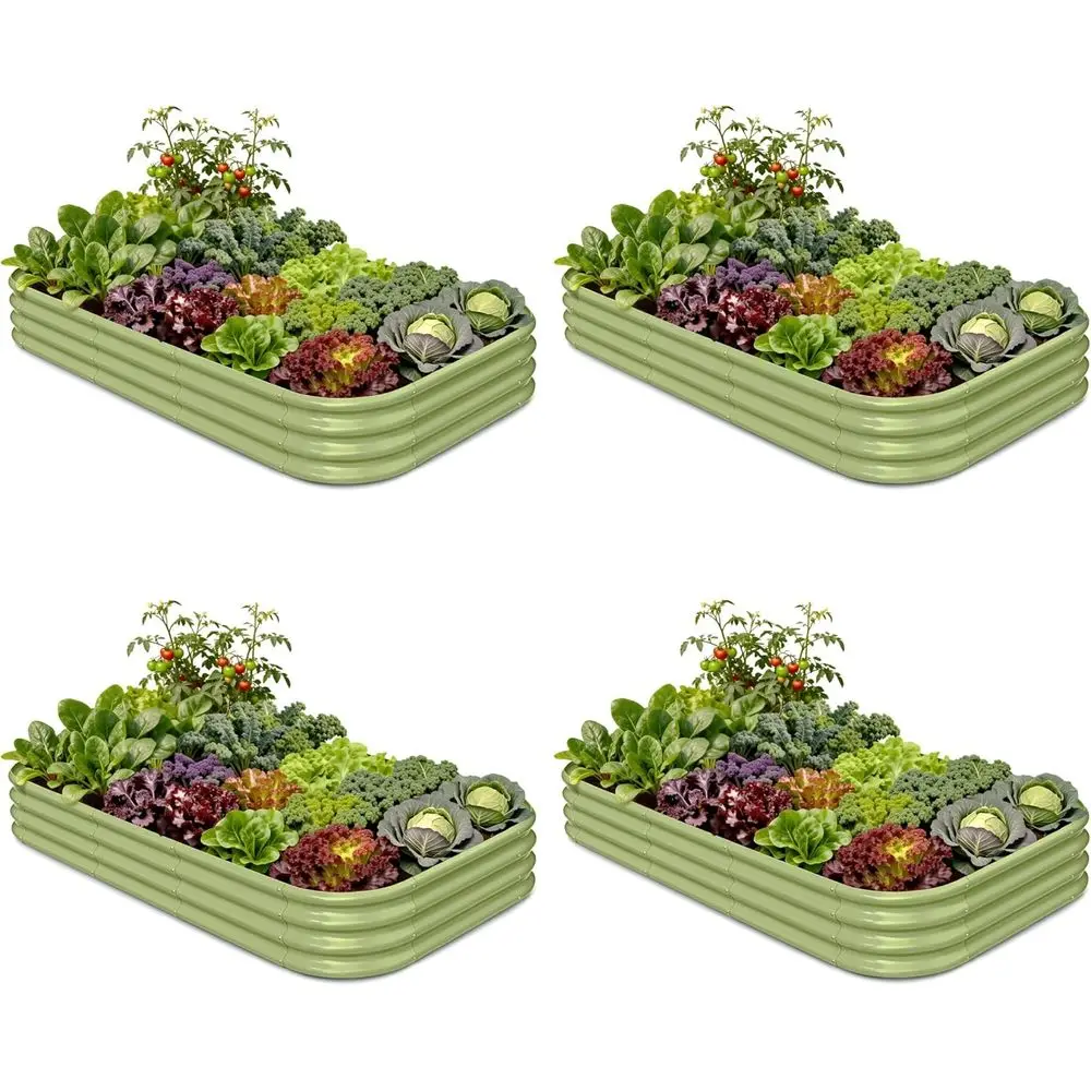 4-Pack Moss Green Galvanized Raised Garden Beds, 8x4x12 Tall, Rust-Resistant Metal Planters for Outdoor Plants and Kitchen Garde
4-Pack Moss Green Galvanized Raised Garden Beds, 8x4x12 Tall, Rust-Resistant Metal Planters for Outdoor Plants and Kitchen Garde