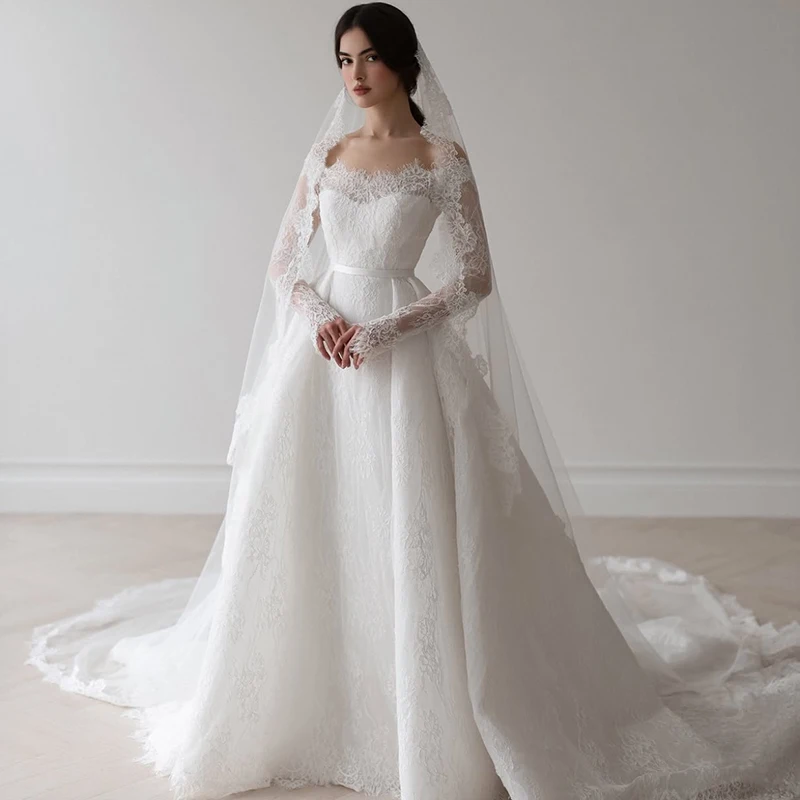 Vintage Wedding Dress Organza With Embroidery A-Line Ballgown Full Sleeve Boatneck Customized Bridedress Button Vestido De Novia
Vintage Wedding Dress Organza With Embroidery A-Line Ballgown Full Sleeve Boatneck Customized Bridedress Button Vestido De Novia