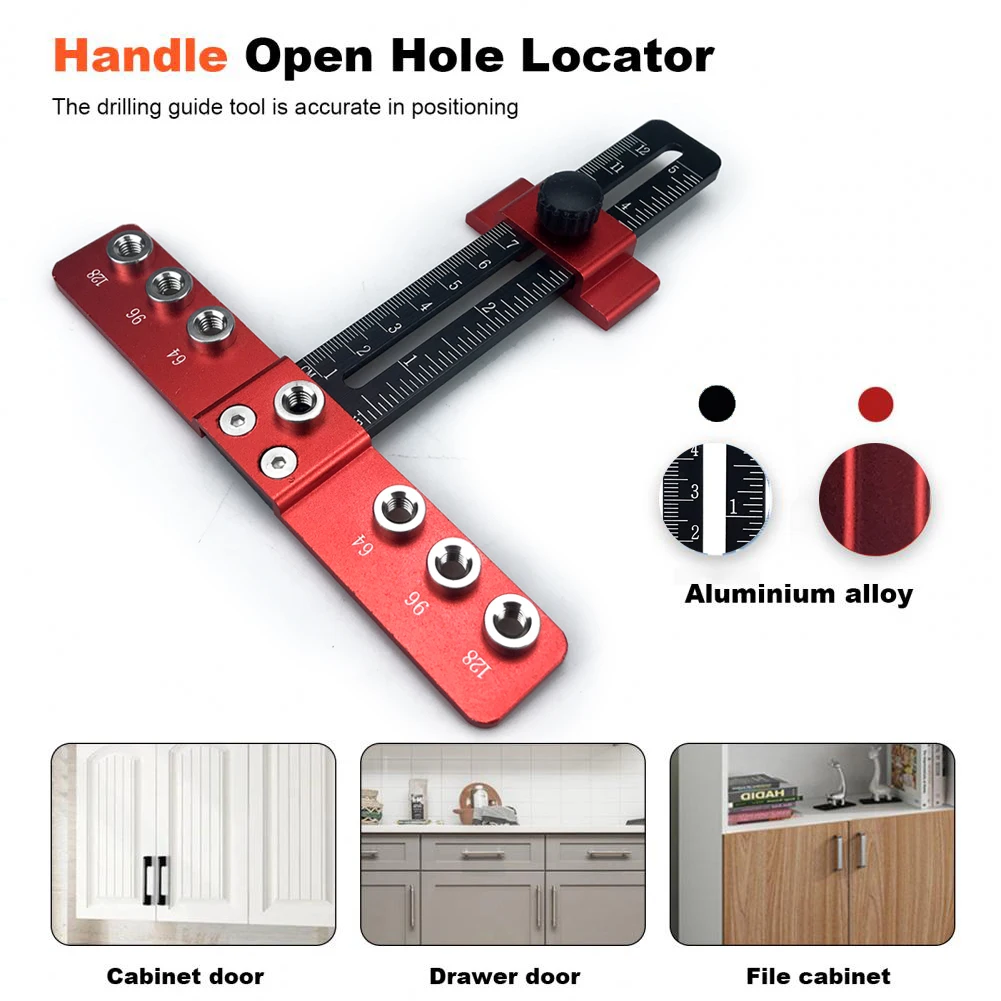 Woodworking Drilling Locator Aluminum Alloy Drawer Cabinet Door Handle Hole Drill Guide Hardware Template Tool
Woodworking Drilling Locator Aluminum Alloy Drawer Cabinet Door Handle Hole Drill Guide Hardware Template Tool
