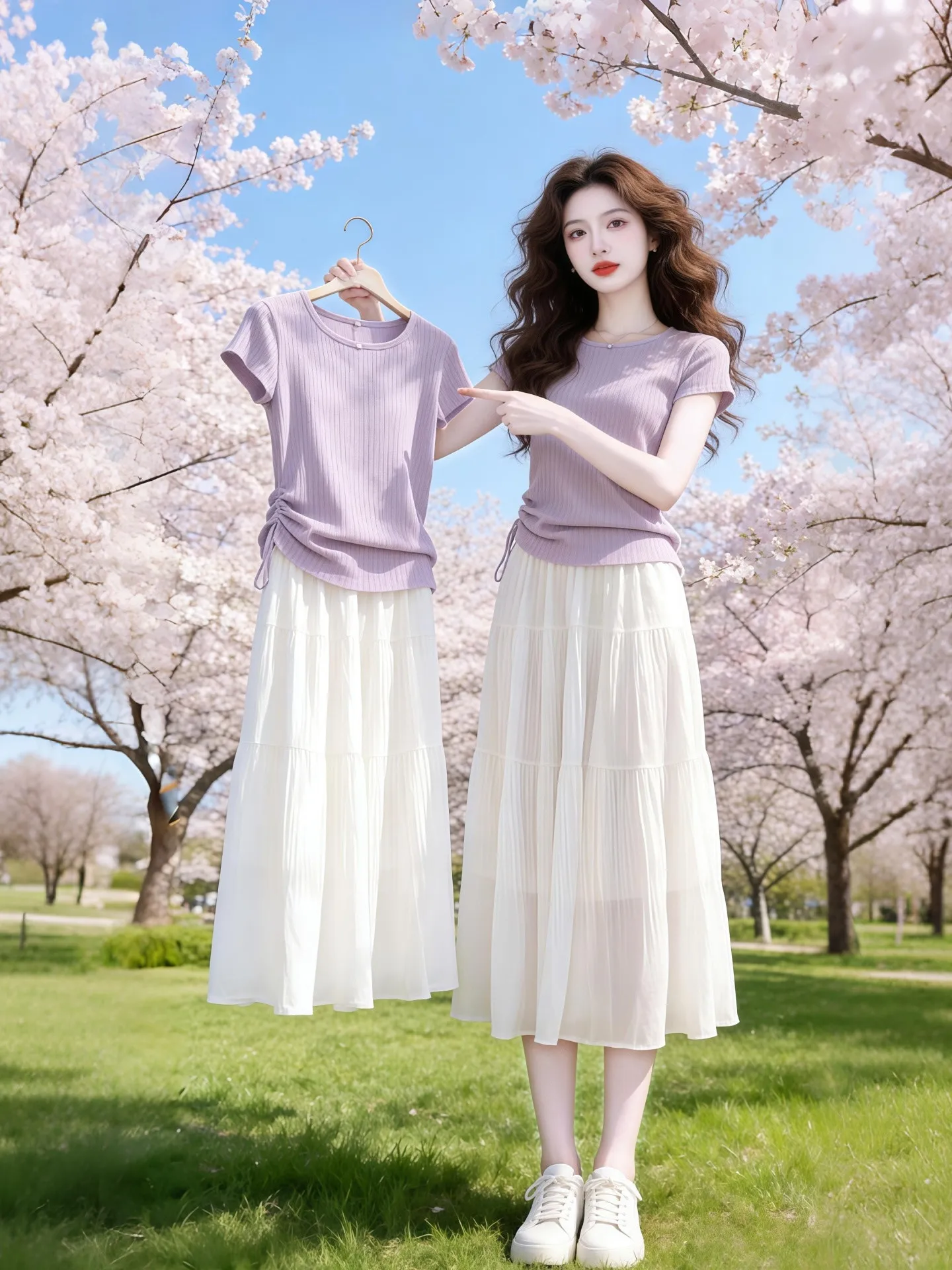 Gentle Wind 2026 New Women's Purple Waist-Cinching T-Shirt And High Waist Skirt Set Fashionable Slimming Ensemble
Gentle Wind 2026 New Women's Purple Waist-Cinching T-Shirt And High Waist Skirt Set Fashionable Slimming Ensemble