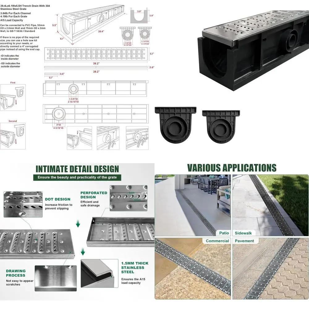 Stainless Steel Grate Drain System - 39.4L x 6.1W x 5.5H Deep for Outdoor and Commercial Use
Stainless Steel Grate Drain System - 39.4L x 6.1W x 5.5H Deep for Outdoor and Commercial Use