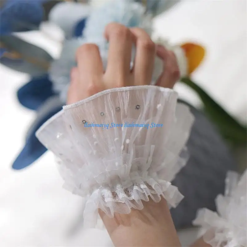 573B Sequins False Sleeves for Girl Detachable Ruffled Wrist Cuffs Shirt Decorative
573B Sequins False Sleeves for Girl Detachable Ruffled Wrist Cuffs Shirt Decorative
