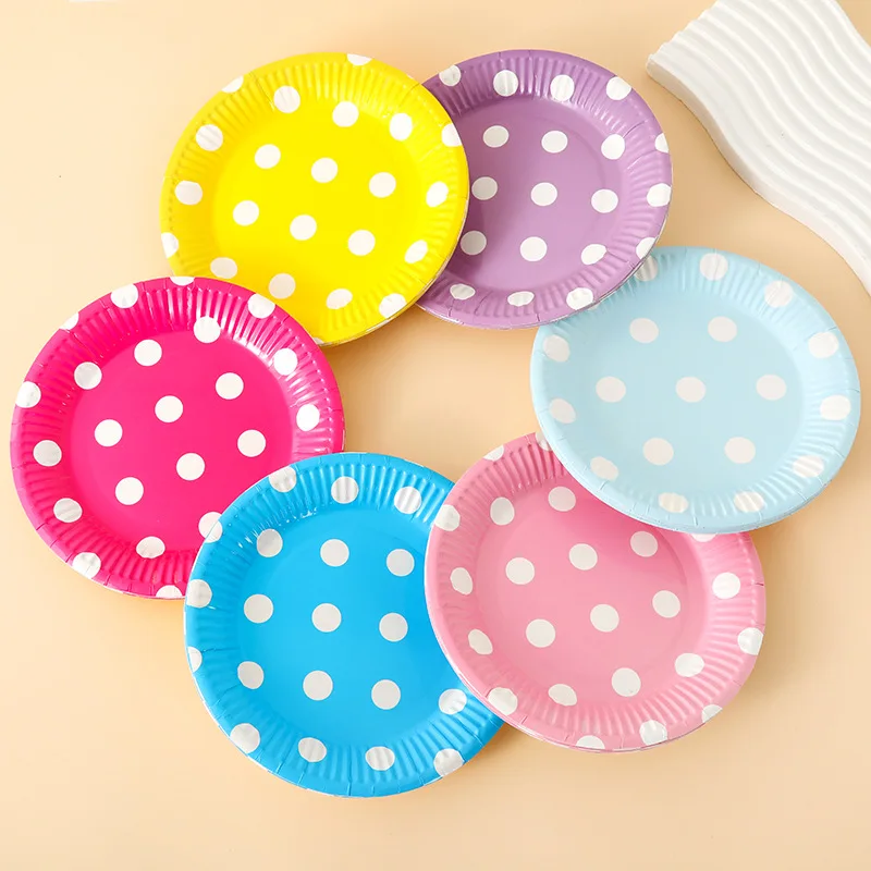 7-inch 18cm disposable colorful polka dot paper tray creative polka dot birthday party decoration supplies
7-inch 18cm disposable colorful polka dot paper tray creative polka dot birthday party decoration supplies