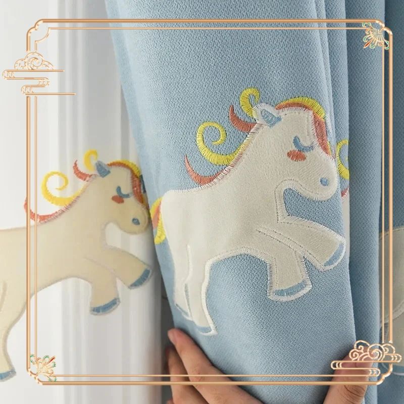 Cartoon Children's Room Bedroom Curtains for Unicorn Korean Drapes in Living Room Embroidered Tulle Blackout Modern Decor
Cartoon Children's Room Bedroom Curtains for Unicorn Korean Drapes in Living Room Embroidered Tulle Blackout Modern Decor