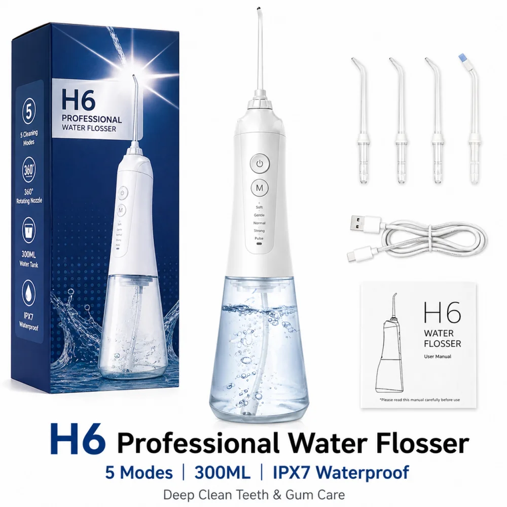 Electric Oral Irrigator 5 Cleaning Modes USB Rechargeable Waterproof IPX7 Oral Irrigator 4 Nozzles Portable Dental Irrigators
Electric Oral Irrigator 5 Cleaning Modes USB Rechargeable Waterproof IPX7 Oral Irrigator 4 Nozzles Portable Dental Irrigators