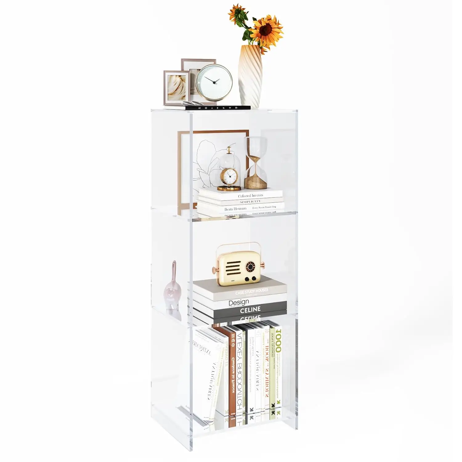 Clear Acrylic 3 Tier Floor Bookshelf 31.5 inch Display Cube Shelf Home Office Living Room Bedroom Customized
Clear Acrylic 3 Tier Floor Bookshelf 31.5 inch Display Cube Shelf Home Office Living Room Bedroom Customized