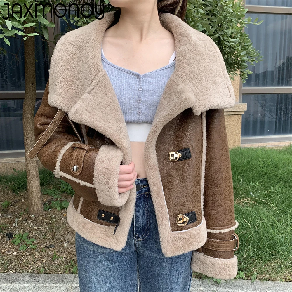 Jaxmonoy Women Real Shearling Coat Autumn Winter Lamb Fur Crop Jacket Ladies Genuine Leather Short Style Outerwear New Style
Jaxmonoy Women Real Shearling Coat Autumn Winter Lamb Fur Crop Jacket Ladies Genuine Leather Short Style Outerwear New Style