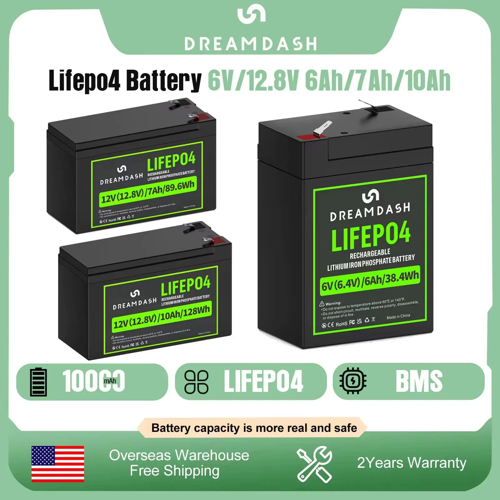Dreamdash 12V 10Ah 7Ah LiFePO4 Battery For Emergency Light/Kids Car Rechargeable Lithium Iron Phosphate 6V 6Ah Battery With BMS 
Dreamdash 12V 10Ah 7Ah LiFePO4 Battery For Emergency Light/Kids Car Rechargeable Lithium Iron Phosphate 6V 6Ah Battery With BMS