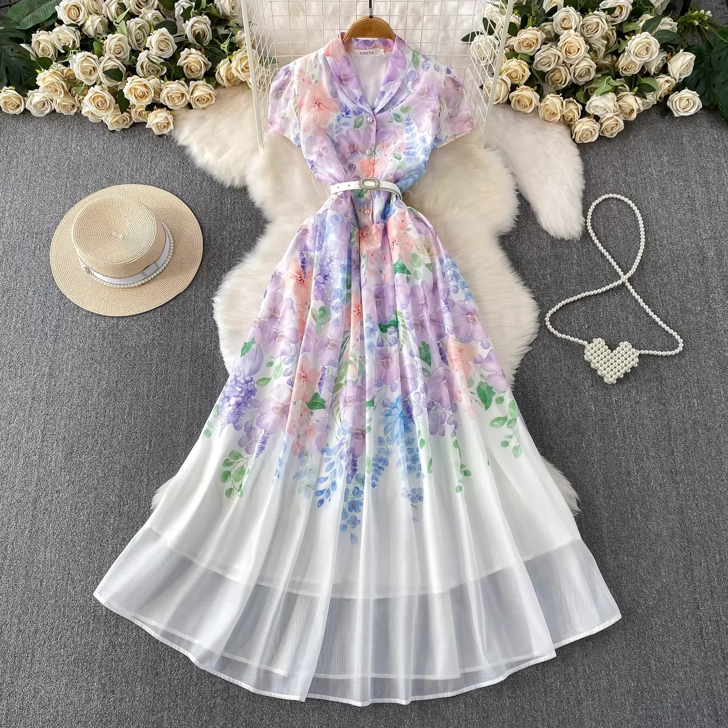 Dress 2026 Woman V-Neck Floral Print Chic Maxi Dr Belt Slimming A-Line High Waist Short Sleeve Commute
Dress 2026 Woman V-Neck Floral Print Chic Maxi Dr Belt Slimming A-Line High Waist Short Sleeve Commute