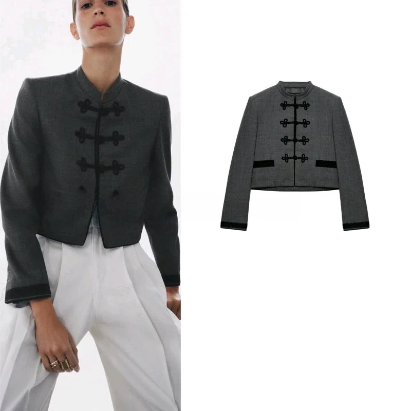 Spring Summer New High Collar Long Sleeve Women's Suit Jacket Straight Hem Poly Fiber Short Length Straight Cut Fashionable
Spring Summer New High Collar Long Sleeve Women's Suit Jacket Straight Hem Poly Fiber Short Length Straight Cut Fashionable