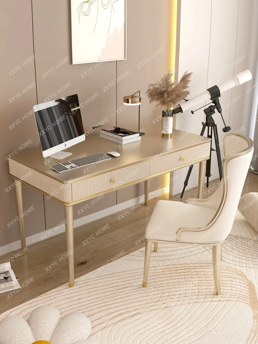 Lsolid wood champagne gold desk computer table chair combination modern simple writing desk desk small apartment
Lsolid wood champagne gold desk computer table chair combination modern simple writing desk desk small apartment
