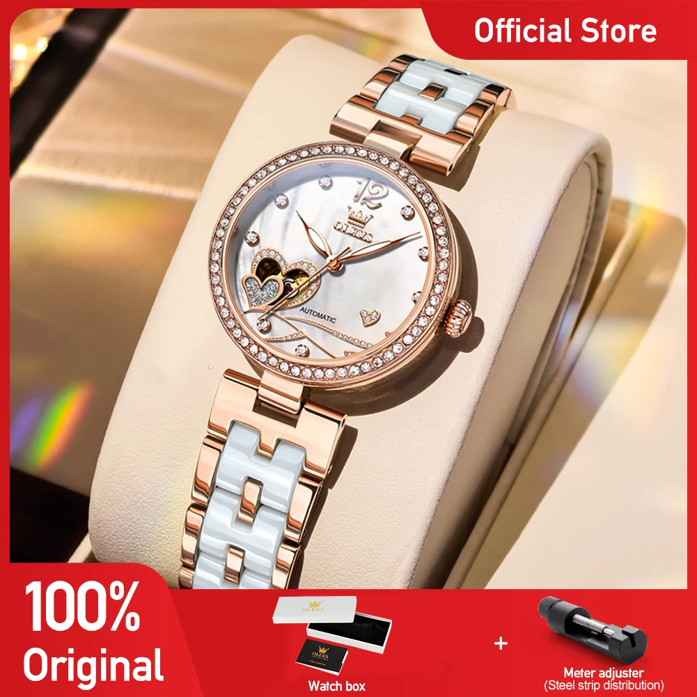 OLEVS 7086 Women Watch Luxury Elegant Original Mechanical Watch Love Dial Ladies Watch Ceramics Strap Set Gifts Box High Quality
OLEVS 7086 Women Watch Luxury Elegant Original Mechanical Watch Love Dial Ladies Watch Ceramics Strap Set Gifts Box High Quality